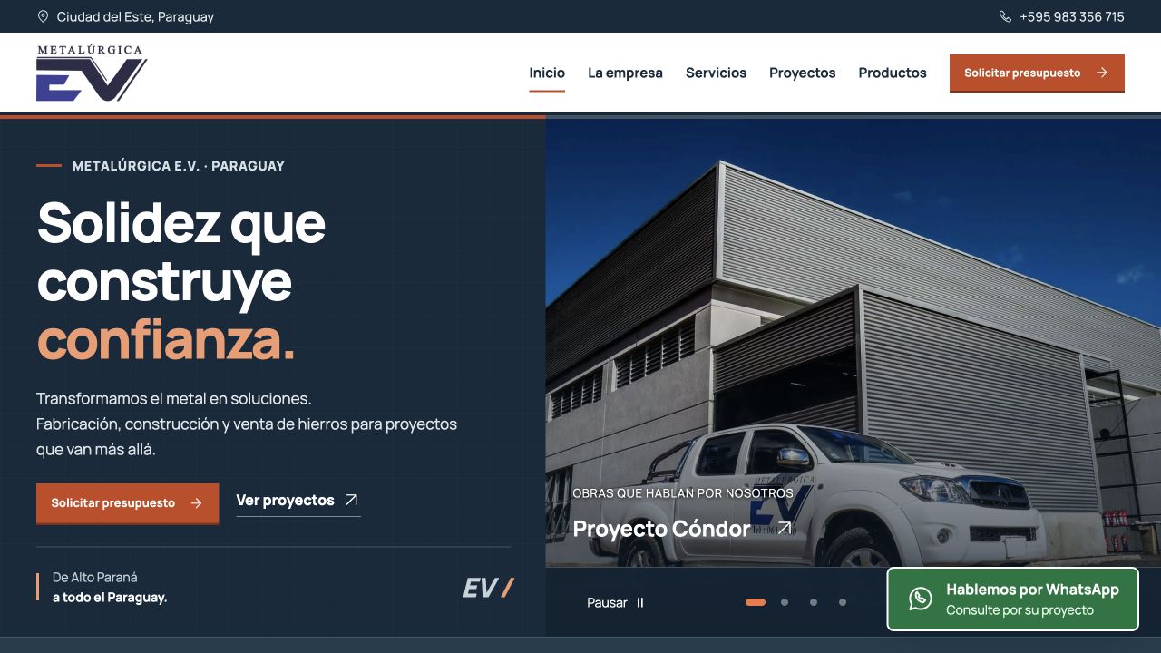 Public website capture — Metalúrgica EV